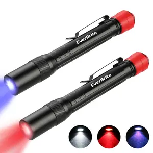 #JumpstartSale EverBrite Red Light Penlight Flashlight with 395nm UV Blacklight/White Light, Multi-Function LED Pocket Pen Light, AAA Batteries Included, for Night Vision, Pet Stain Detection, Camping, 2pack