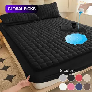 2pcs/3pcs Waterproof Mattress Protector, Waterproof Bed Pads, Fitted Sheet & Mattress Cover Set with Deep Pocket Soft Noiseless Breathable Stain-Resistant Bed Cover, Machine Washable, Includes Pillowcases for Bedroom, Guest Room, Dorm #GLOBAL PICKS