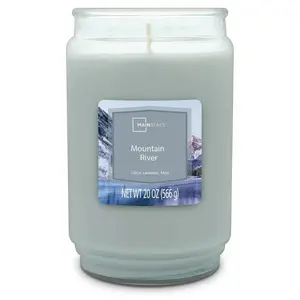Mainstays Mountain River Scented Single-Wick Large Glass Jar Candle, 20 oz