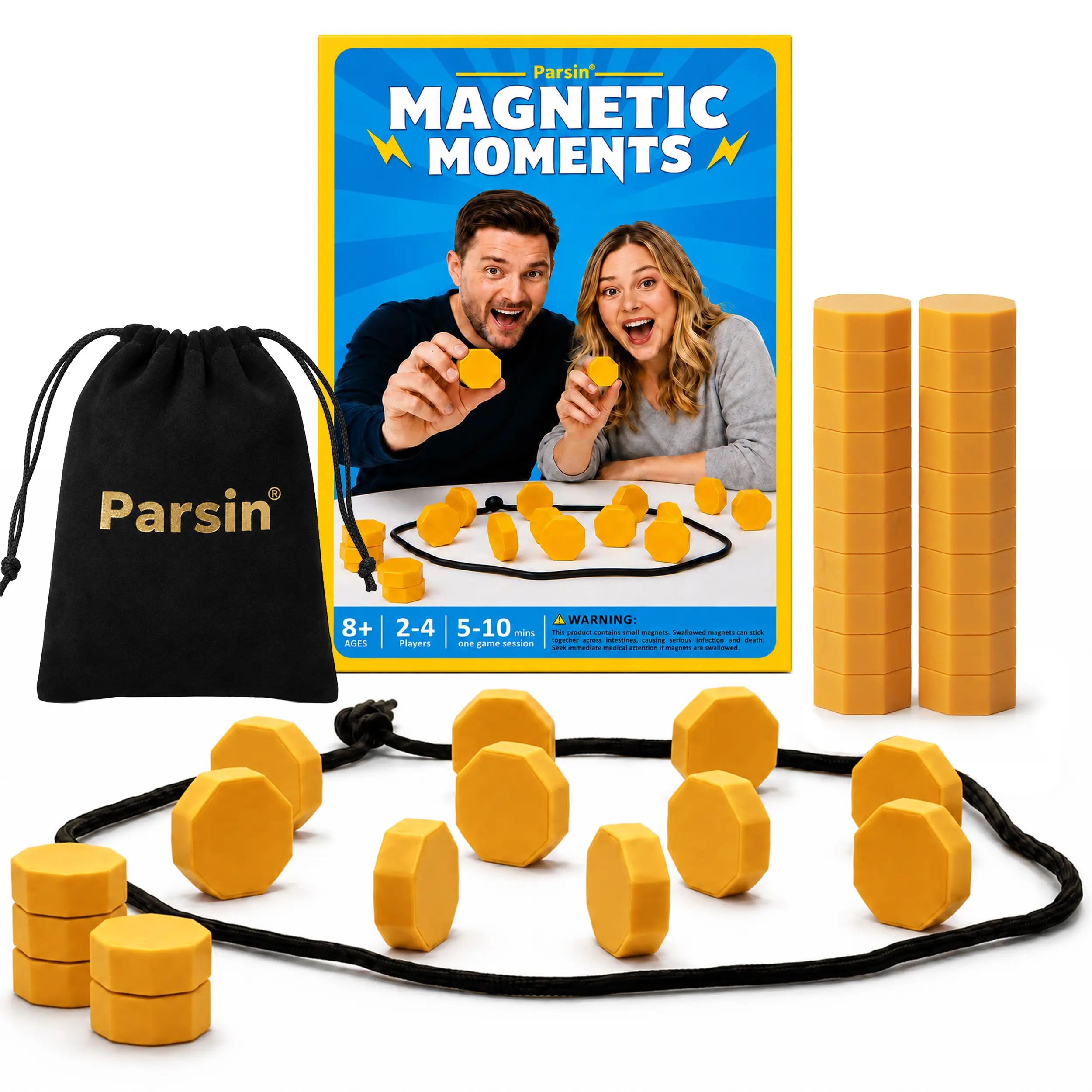 Parsin - Magnetic Chess Board Game Set with 20 Magnets, Travel Bag, Strategy Games for Kids & Adults, Fun Party Games, Classic Strategy with New Gameplay
