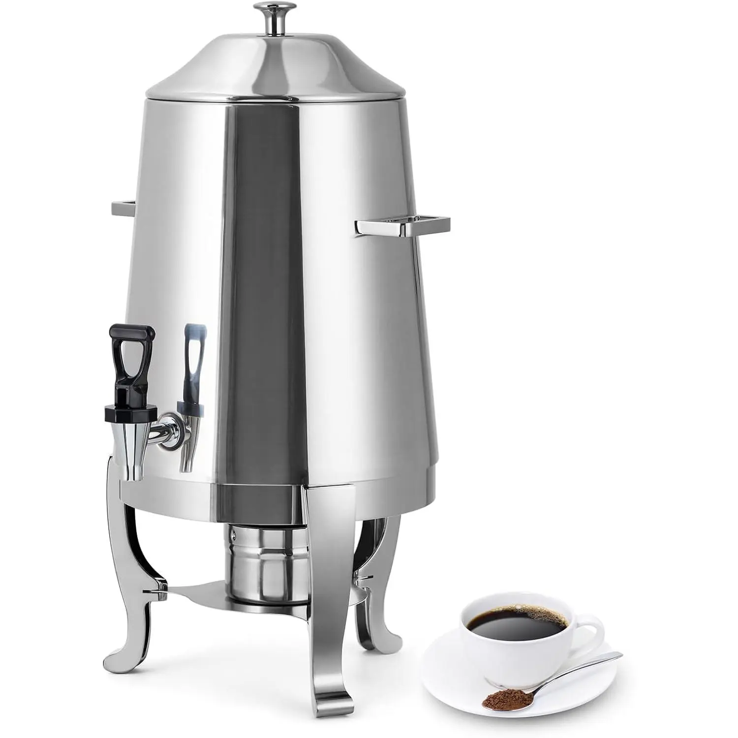 3.4 Gallon Stainless Steel Insulated Beverage Dispenser with Spigot Dual Temperature (Hot & Cold) for Coffee, Tea, Water Commercial-Grade Urn & Party Cooler (Silver)