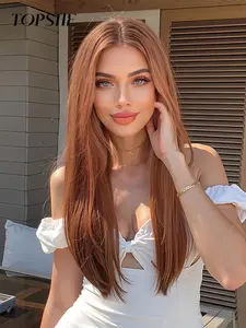 Topshe 13x4 HD Lace Front Wig, 22 Inch Long Straight, Heat Resistant Natural Hairline, Women's Premium Fiber Wig, Lace Frontal Wigs