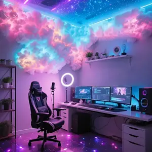 DIY 1 Set Thunder Cloud Light, Smart Light, Support Music Synchronized Colorful Changes, For E-Sports Room, Living Room Bedroom, Photo Backdrop and Dance Party Novelty Lighting Decoration