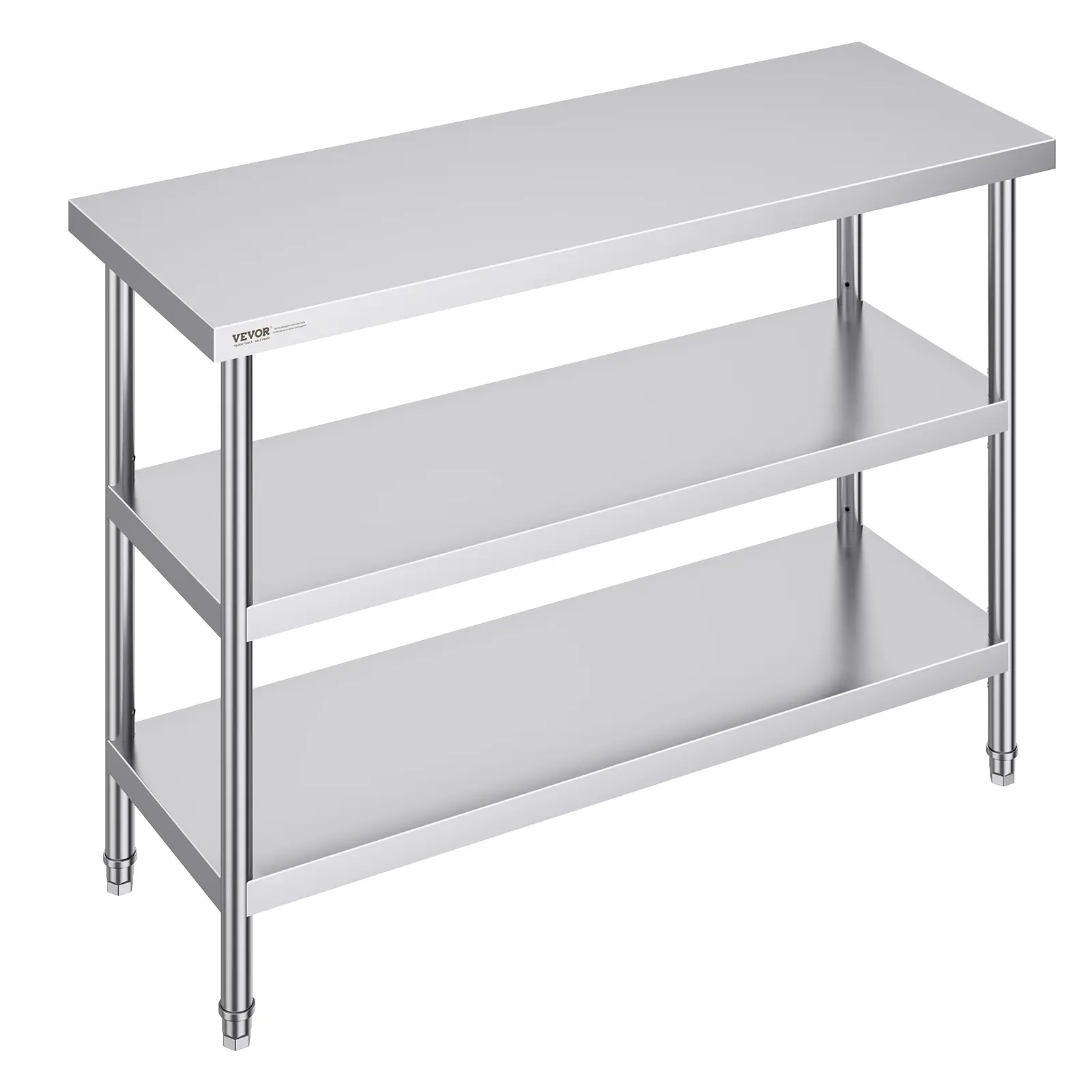 【Summerfinds】VEVOR Stainless Steel Food Prep Table 18 x 48 x 34 Inch Commercial Kitchen Worktablewith 2 Adjustable UndershelfHeavy Duty Prep Table Metal Work Table for BBQKitchenHomeand Garage