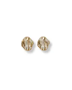 Sculptural Gold Wavy Disc Stud Earrings Minimal | Leo Sun Studs