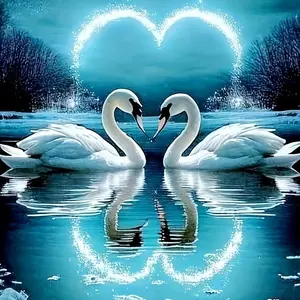 Goose & Hearts Pattern DIY Diamond Arts Colorful Painting Kit, 1 Set 5D Handmade Art Crafts without Frame for Beginners, Wall Art Decor for Home, Diamond Embroidery, Handmade Gifts