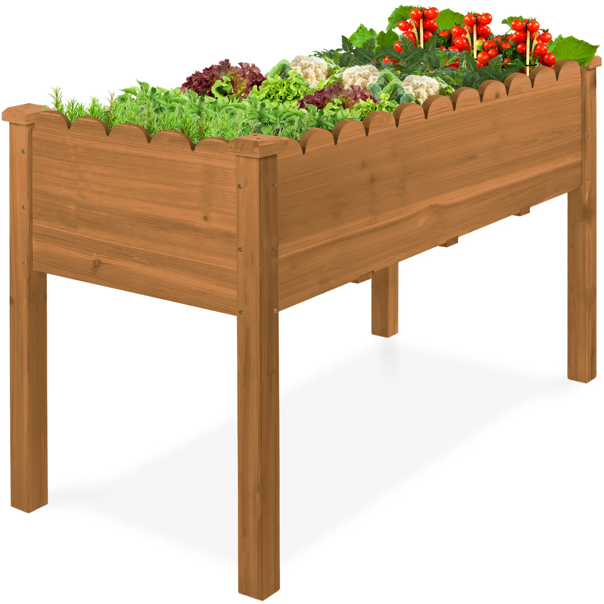 Best Choice Products 48x24x30in Raised Garden Bed, Elevated Wooden Planter for Yard w/ Foot Caps, Liner