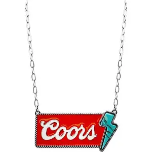 Cable Epoxy Bar Beer Logo Gemstone Bolt Necklaces