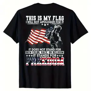 🌟[100% Cotton][Graphic Tee]Vintage Patriotic American Flag Soldier T-Shirt – Freedom USA Graphic Tee, 100% Cotton Casual Short Sleeve Shirt for Men Women, 4th of July Independence Day Outfit, Military Patriotic Gift, Streetwear Freedom Tee