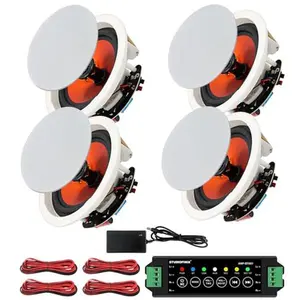 Herdio 6.5" 600 Watts Bluetooth Ceiling Speakers Wireless Home Recessed Speaker System Suitable for Indoor,Kitchen,Home Theater,Bedroom,Office,Covered Patio（4 Speakers）