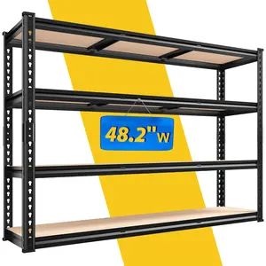 Raybee 48" W Garage Shelving Heavy Duty, 2000 lb 4-Tier Adjustable Metal Shelves for Garage Shelving Sturdy Industrial Shelf, Garage Rack Kitchen Storage Organizer,48" W x 60" H x 18" D