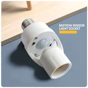 Motion Sensor E27 Socket Adapter with Human Body Infrared Detection, 6m Detection Range, Auto On/Off, No Wiring, High Sensitivity for LED/CFL Bulbs (85-265V),Ideal for Porch,Garage,Yard & Outdoor Security Lighting - Smart Home, Energy-Saving,Easy Install