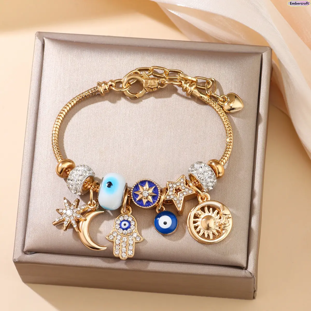 Women's Adjustable Multi-Charm DIY Charm Bracelet - Fairycore Dreamy Whimsical Jewelry for Daily Wear, Gifting - Cute Aesthetic Costume Wrist Accessory for Layering, Charm Bracelets