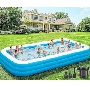 Extra Large Inflatable Pool for Adults, 180"x76"x22" Oversized Thickened Swimming Pool with Air Pump, Full Size Family Big Blow Up Pools for Backyard Garden Lawn Indoor Outdoor Summer Water Party
