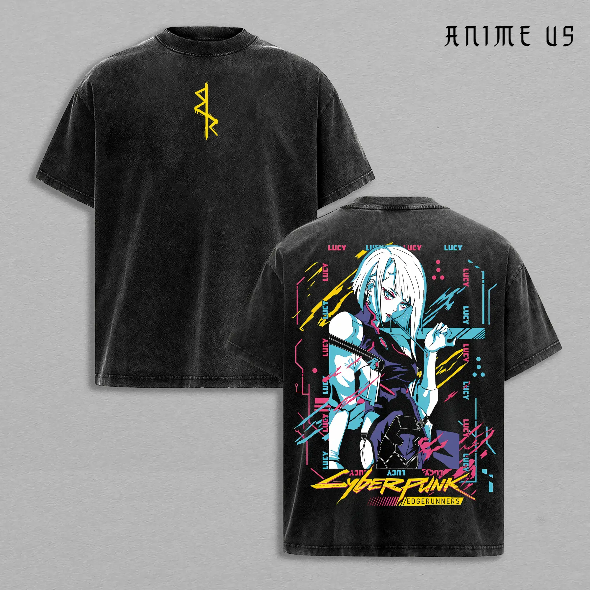 Cyberpunk Anime Shirt | Lucy Graphic Tee | Vintage Washed Lightweight Shirt | Neoncore Streetwear Top Edgerunners Merch Apparel Retro Unisex Limited Edition