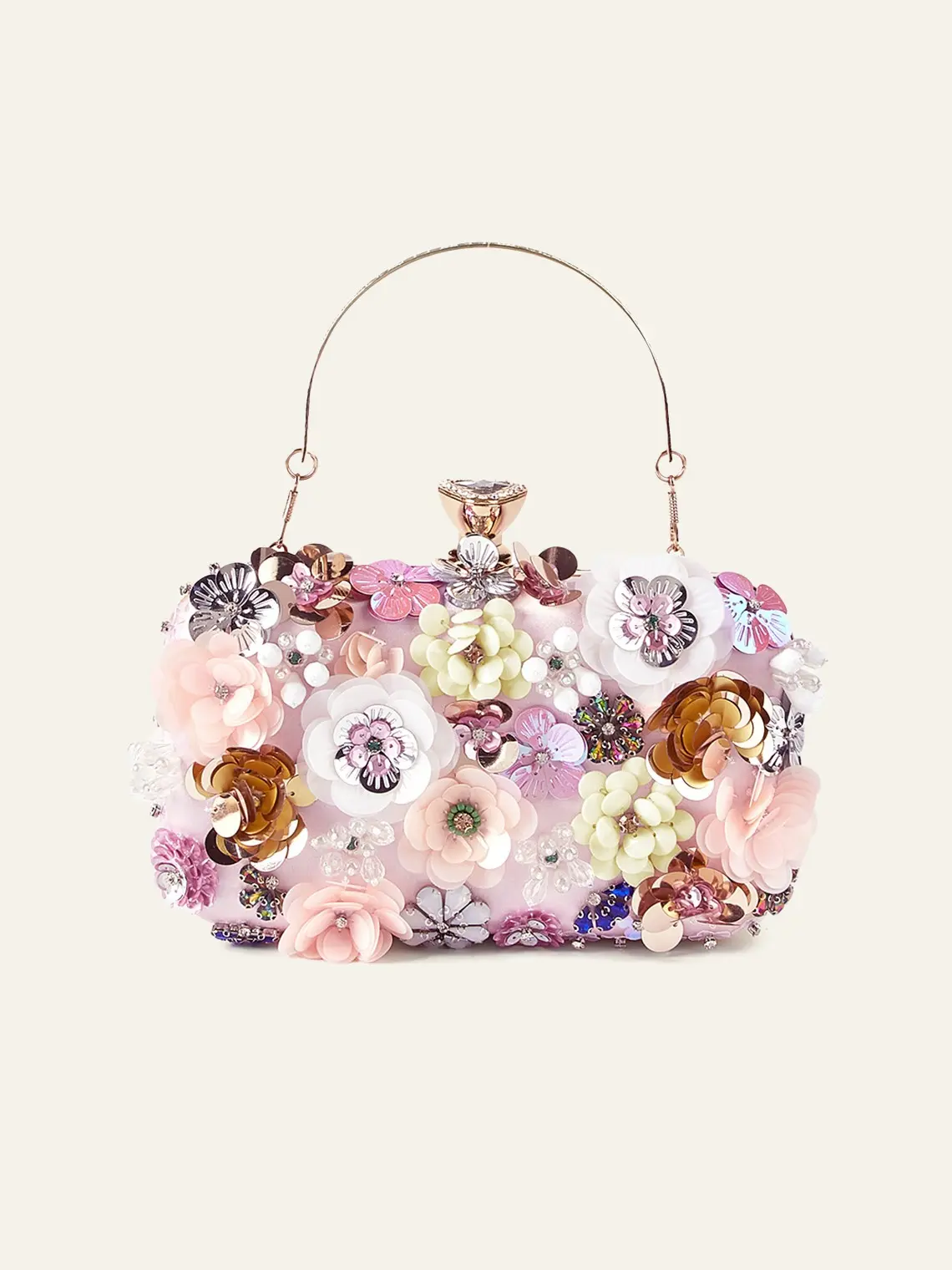 Azazie Sequin Flower Embellished Clutch Sequin Detail Floral Detail Elegant Statement Bridal Wedding Evening Party Clutch