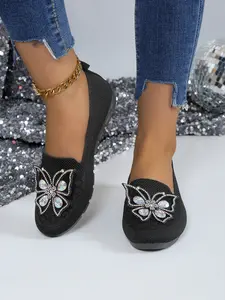 Water Drill Butterfly Loafers, Slip-On Soft Sole Lazy Single Shoes, Commuter Versatile Women's Shoes, Comfortable and Stylish Footwear