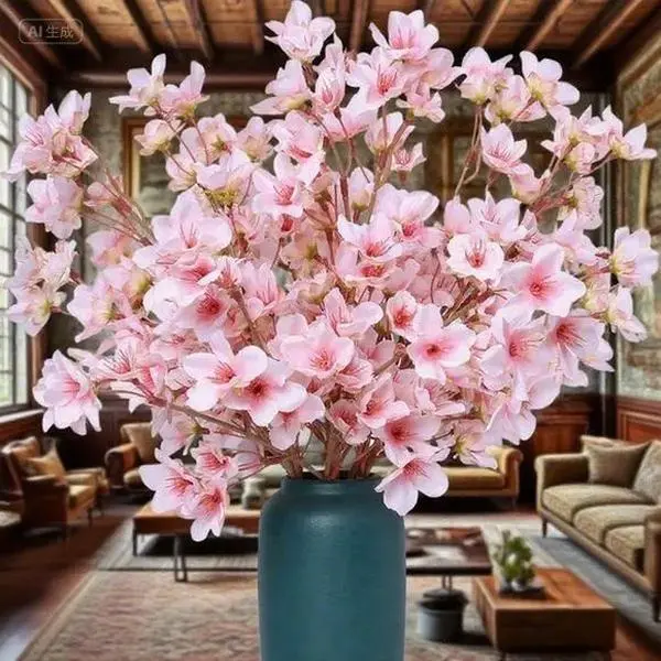 Pink Floral Arrangement Spring Decor - Artificial Cherry Blossom Branches for Wedding Centerpiece - Reusable Japanese Style Faux Flowers - DIY Home Table Decorations - Silk Craft Decor for Bedroom Party