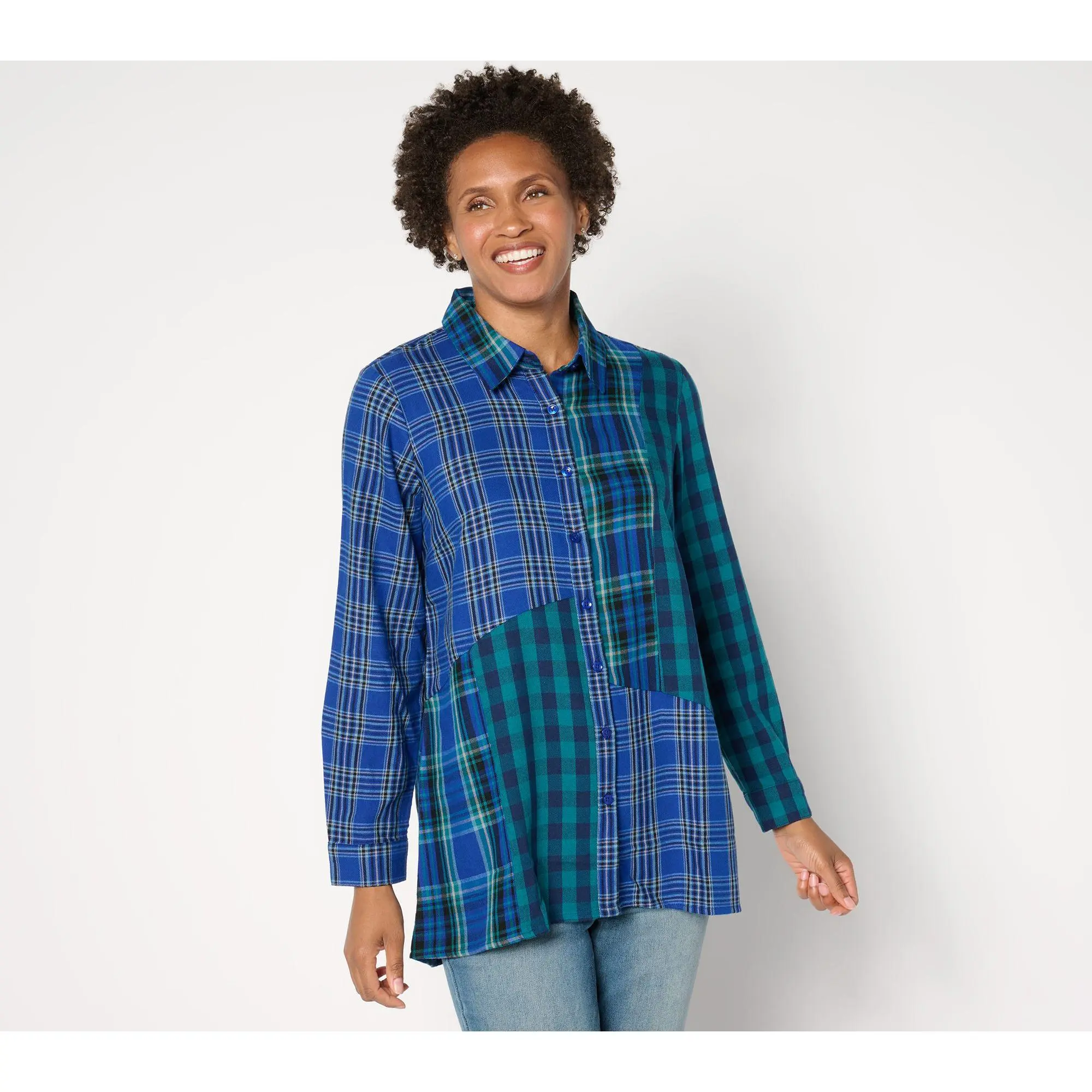 Coldwater Creek Into the Mix Plaid Tunic