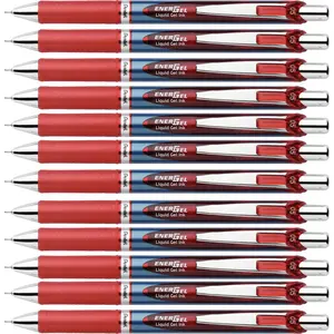 EnerGel EnerGel RTX Liquid Gel Pens - Fine Pen Point - 0.5 mm Pen Point Size - Needle Pen Point Style - Refillable - Retractable - Red Gel-based Ink - Blue Barrel - Stainless Steel Tip - 12 / Box