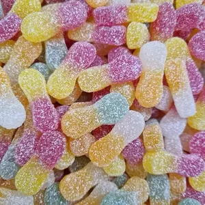 Vegan Fizzy Tongue Gummy Candy - Sour Fruity Chewy Candies with Colorful Shapes and Sweet Flavor