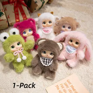 Cute Soft Stuffed Plush Animals Family Series, Plush Pendant Clear Box, Vinyl Dolls Surprise Birthday Gifts, Single Mystery Box for Gift & Bag Decorations, Kawaii Stuffed Animals, Soft Cuddly Gift