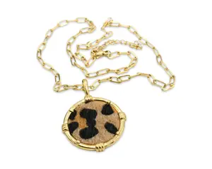 LEOPARD Medallion Necklace - with Eye-Catching Leopard Hair Pendant