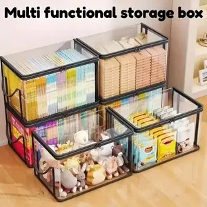 Large Thick Clear Plastic Storage Box with Hinged Lid, Heavy-Duty High-Capacity Organizer for Home, Moving and Attic Use