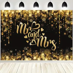Wedding Themed Background Banner, 1 Count Romantic Glitter Letter Pattern Backdrop, Party Decoration Supplies for Wedding Ceremony & Party, Ornaments
