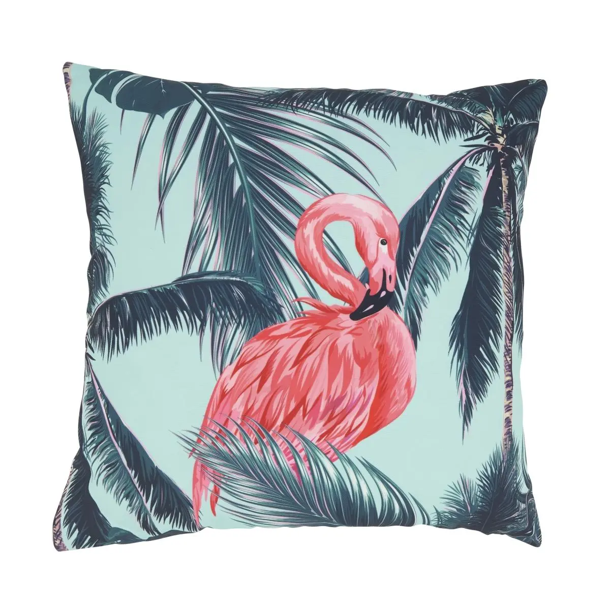 212 MAIN Teal Tropical Outdoor Pillow with Polyfill - Exotic Bird & Palm Tree Design, Outdoor Cushions for Chairs, Home Decorative Cushion, Relaxed Vibe