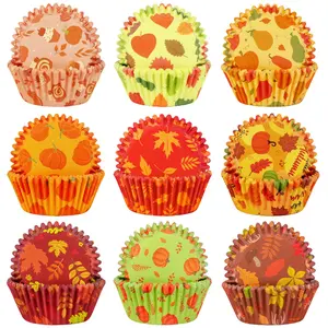 450pcs Fall Cupcake Liners, Thanksgiving Pumpkin Maple Leaf Cake Baking Cups Cupcake Wrappers Paper Wraps Muffin Liners for Autumn Thanksgiving Party Candy Cake Decorations Supplies(9 Designs)
