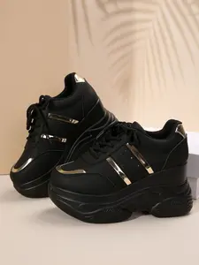 2026 Viral Black Wedge Sneakers Trainer For Women Casual Athletic Comfort Lightweight Walking Sports Shoes Petite Friendly All Season Daily Work Fashion Shoes Footwear