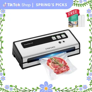 FRESKO AutoMax V4 Mason Jar Vacuum Sealer Machine, Automatic Food Sealer with Double Heat Seal, Includes Bags & Accessory Set