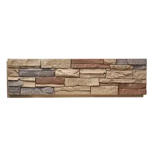 VEVOR Faux Stacked Stone Panel, 45.6x 12.8 in Artificial Stone Wall Panels, High-Density PU Stones Siding Panel, Easy to Cut, Rock Panels for Interior and Exterior Decorations, Brick Red