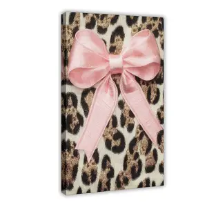 Cheetah Pattern With Pink Bow Pattern, Leopard Print , Bathroom Home Decor  unique photo car accessory restaurant  Modern  Decor anime  green minimalist  unframed  decor woman canvas   kitchen sign poster funny motivational quote golf wall art