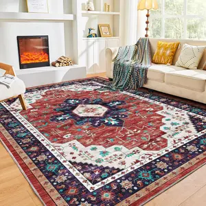 Vintage Boho Style Rug, Non-slip Soft Floor Mat, Decorative Area Rug for Home Living Room Bedroom, Home Decor
