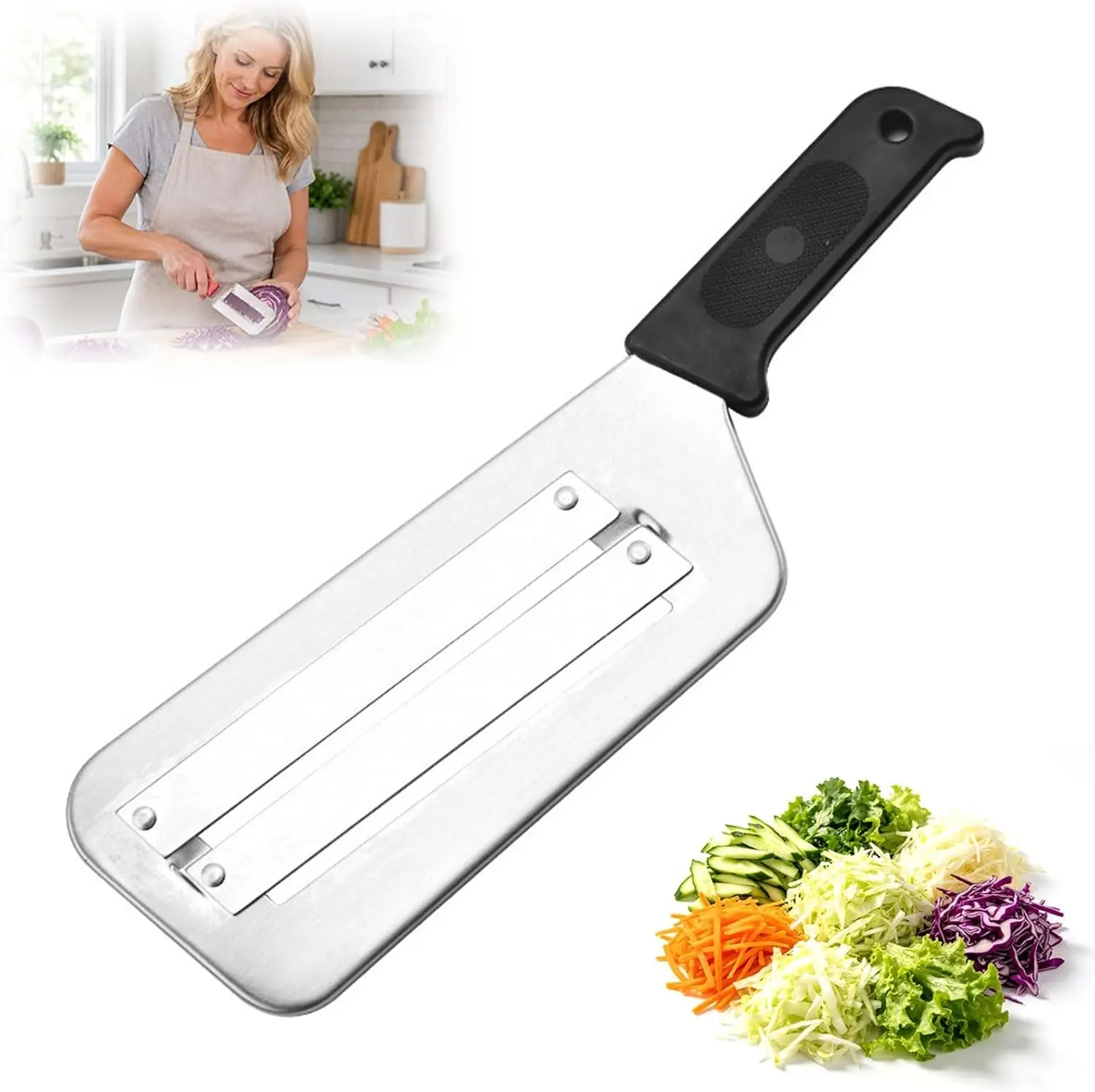Cabbage Shredder for Coleslaw, Stainless Steel Shredder Knife, Kitchen Lettuce Chopper, Cabbages Slicer Cutter Chopper, Cabbages Graters for Coleslaw Sauerkraut, Vegetable Slicer Shredders