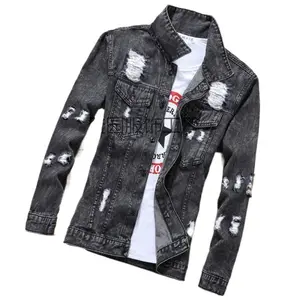 Men’s jacket — new autumn international fashion work denim jacket; men’s casual jacket; coats/menswear tops; Snow color; long sleeve