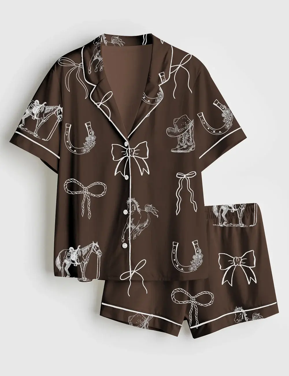 Horse Girl Era Horse Lover Western Cowgirl Long and Short Sleeve Pajama Set, Sleepwear for Women, Pjm for Girls