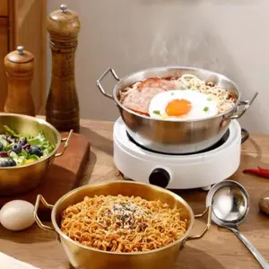 Stainless Steel Single Serving Bear Ramen Bowl with Dual Handles,Lid Included,Compatible with Induction Cooker or Open Flame HeatingPortable Tableware