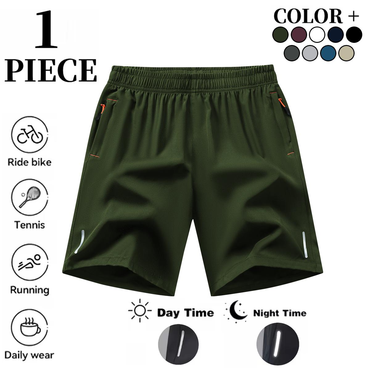 Men's Lightweight Reflective Running Shorts Quick Dry Athletic Shorts for Men, Breathable Gym Workout Sports Shorts with Reflective Stripes, Fitness Shorts for Night Running