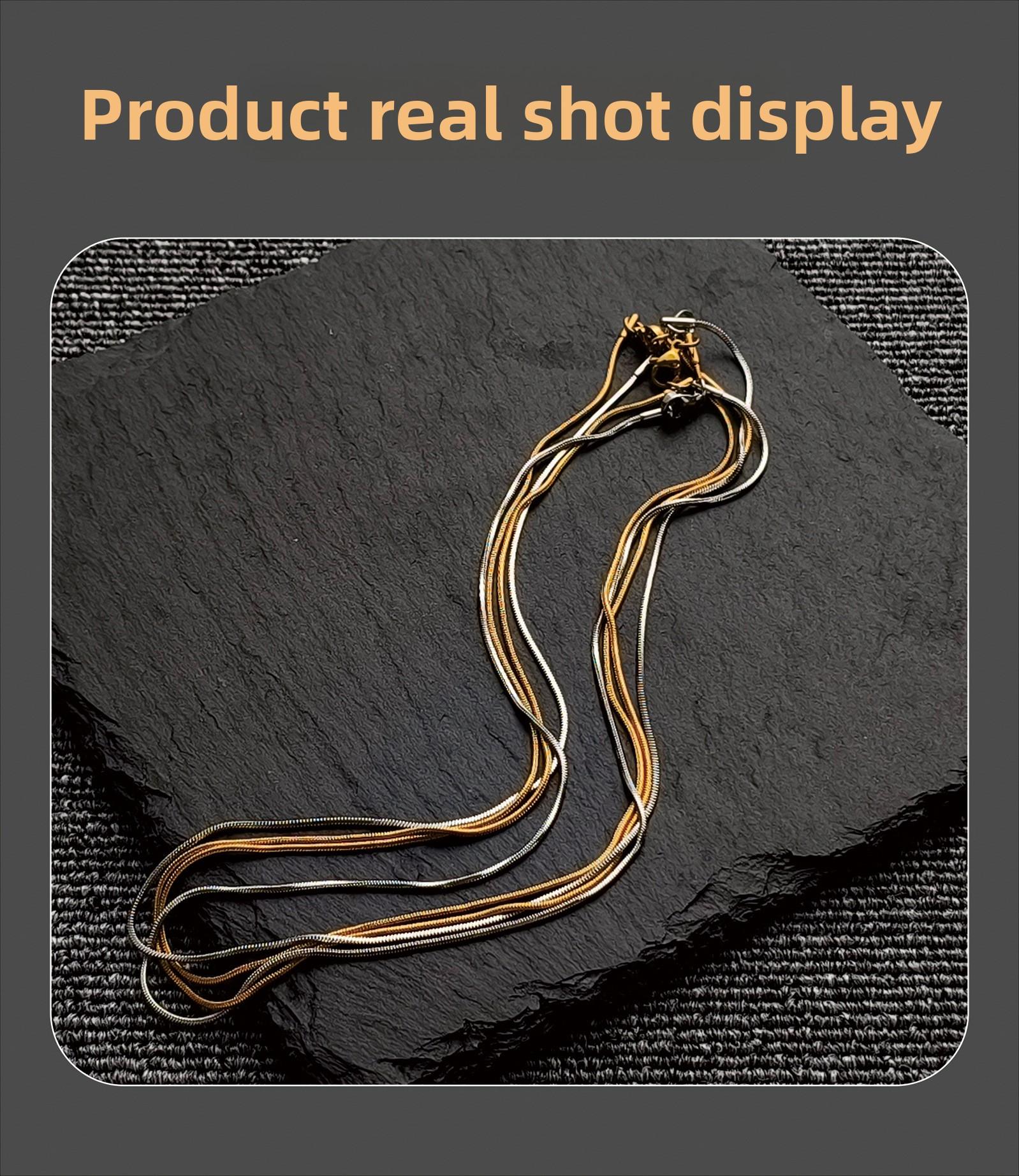 Jewelry snake chain necklace, light luxury niche titanium steel necklace, versatile for men and women, sweater chain with a light luxury and high-end feel