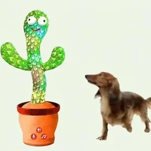 Talking Cactus Pet Toy for Dogs and Cats - Mimics and Dances with Repeat Function - Clarification Embroidery Eye