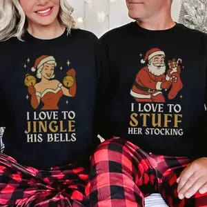 Christmas Couple Matching SWEATSHIRT, Couple Christmas SWEATSHIRT, Xmas Party UNISEX SWEATSHIRT, Husband and Wife SWEATSHIRT, Funny Couples Costume T-Shirts