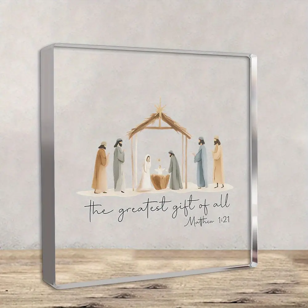 Jesus Birth Scene Centerpiece with Angels & Shepherds, Perfect Housewarming Gift, Unique Christmas Decoration for Home, Religious Home Decor, Religious Decorations
