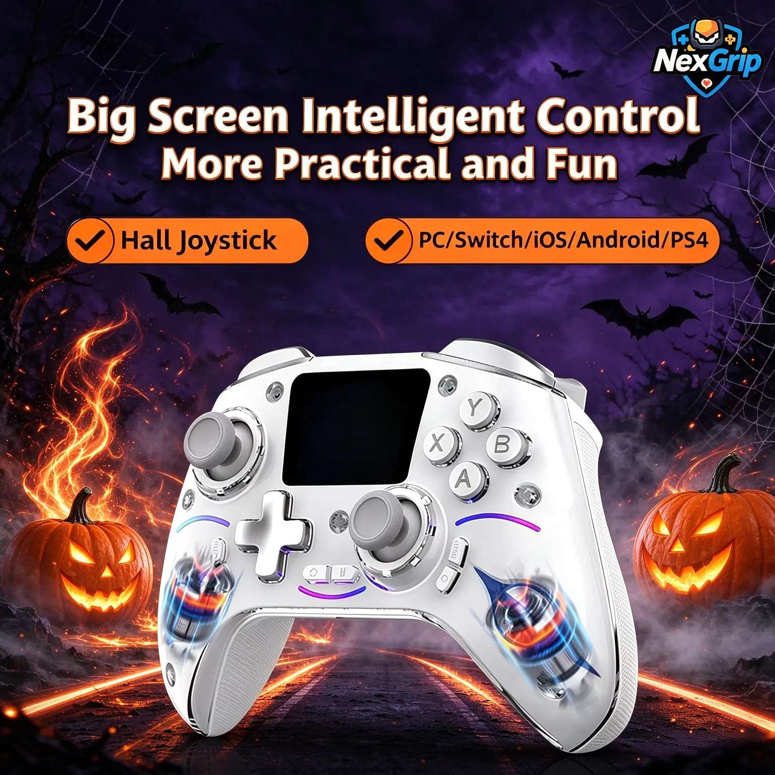 Premium Gaming Controller with Hall Effect Joystick, Wireless-Wired Multi-Mode ABS Plastic Gamepad, 4 Programmable Back Buttons, RGB LED Light, Rechargeable, Accessories for PC, Switch, Mobile iOS, Holiday Gift for Gamers