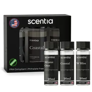 Scentia Hotel Essential Oils 3-Pack - Miami One, Coastal & W Bliss Luxury Aromatherapy Diffuser Oils - 3x20ml