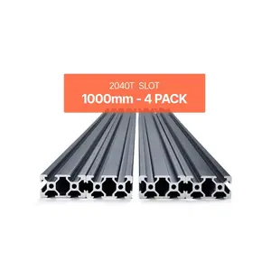 4PCS 39.4in (1000mm) European Standard 2040 T-Slot Anodized Aluminum Extrusion Profile, High-Strength Linear Rail for 3D Printer, CNC Machine DIY Projects, Black