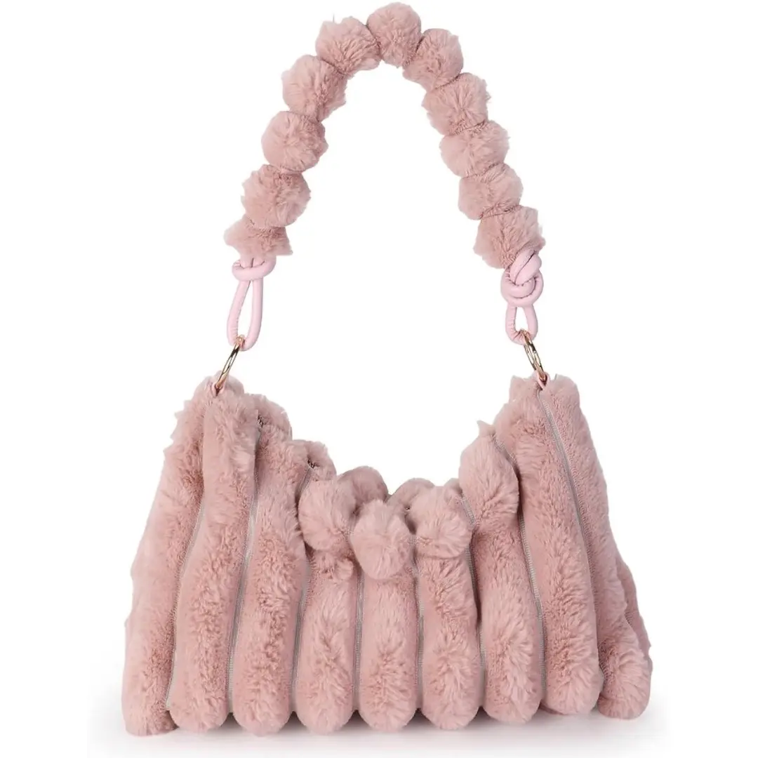 Furry Purse for Women Fluffy Shoulder Bag Faux Fur Purse Fuzzy Tote Bag