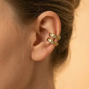 Stainless Steel Ear Cuff – No Piercing Ear Clip Hoop with CZ Stone, Open Gap Flexible Design Hoop Jewelry High Quality Earrings